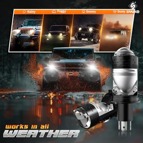 Spaiko® H4 LED Headlight Bulb with Mini Projector Lens – 90W 15000LM 6000K Super Bright Dual Beam for Car, Bike & Scooty | Waterproof Plug & Play High Power LED (100W) (MO1B) - Image 4