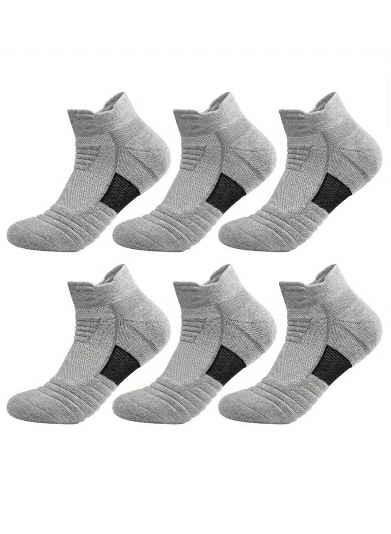 Sports Socks, Breathable Moisture Wicking Socks, Comfortable Washable Soft Athletic Polyester Socks, Durable And Reliable Skin Friendly Foot Wear, (Grey, 6 Pairs, Short) - Image 1