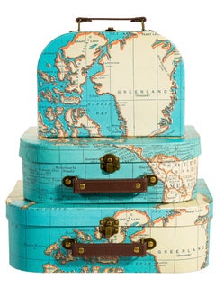 Sass & Belle Vintage Map Suitcases Set Of 3  - Image 1