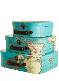 Sass & Belle Vintage Map Suitcases Set Of 3  - Image 3