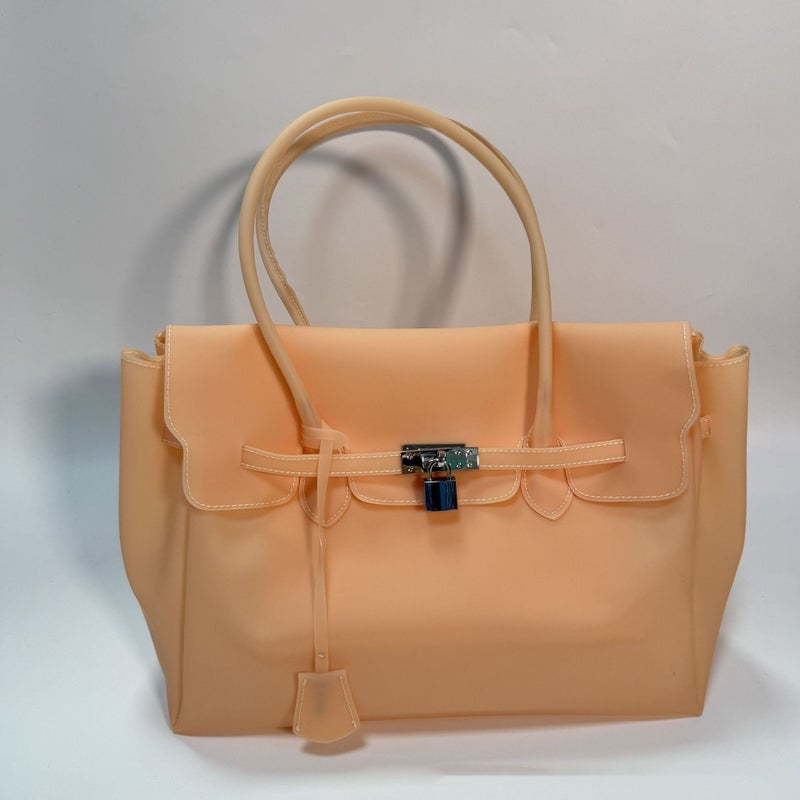 Jelly Firkin Clear Lock Buckle Tote Bag – Kiiikiii Style Macaron Color PVC Handbag