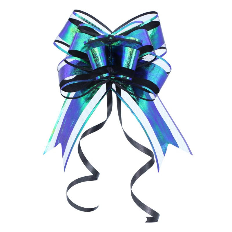 WEWILUCK Large Black Gift Bows - Perfect Iridescent Bows for Gift Boxes Wrapping, Pull Bows for Man, Corporate, Birthdays, Halloween, Holiday Present Decoration(6 inches, 10 PCS) - Image 1