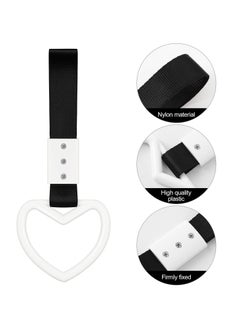 SYOSI 4 Pieces Heart-shaped Rings Car Handle Straps, Car Decor Car Handle Straps Rear Bumper Warning Ring Car Interior (Black, White)  - Image 3