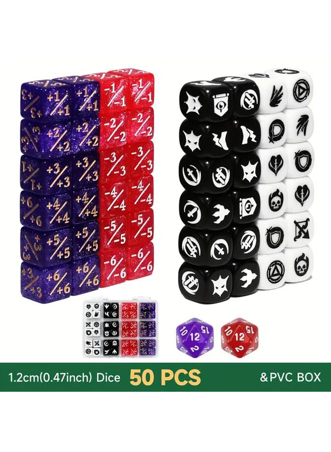 مجموعة أحجار النرد الحمراء والخضراء 50 قطعة 12 ملم متعددة الألوان أحجار نرد عداد الكلمات لمباريات السحر تي سي جي - Image 2