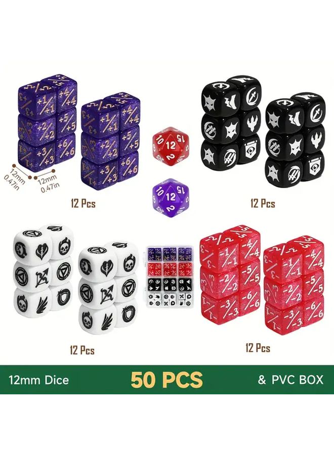 مجموعة أحجار النرد الحمراء والخضراء 50 قطعة 12 ملم متعددة الألوان أحجار نرد عداد الكلمات لمباريات السحر تي سي جي - Image 3