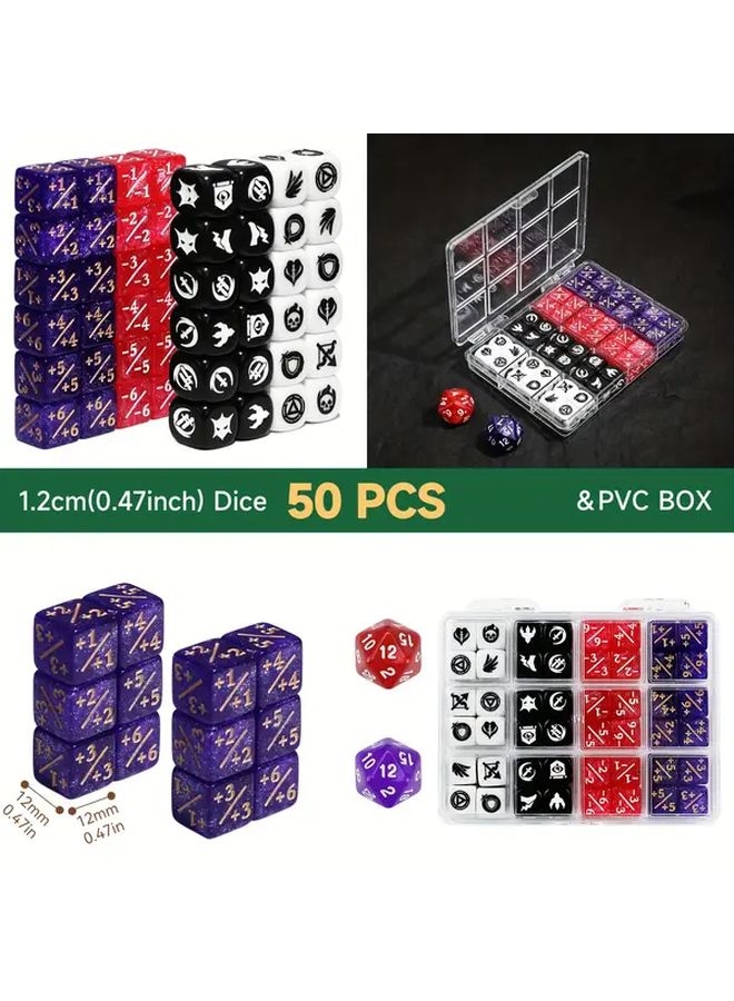 مجموعة أحجار النرد الحمراء والخضراء 50 قطعة 12 ملم متعددة الألوان أحجار نرد عداد الكلمات لمباريات السحر تي سي جي - Image 5