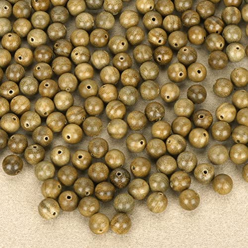 Prometis 200pcs 8mm Natural Sandalwood Round Beads Gorgeous Craft Handmade Polished Spacer Mala Pray Beads with Elastic Cord for Bracelets DIY Rosary Tasbih Jewelry Making - Image 2