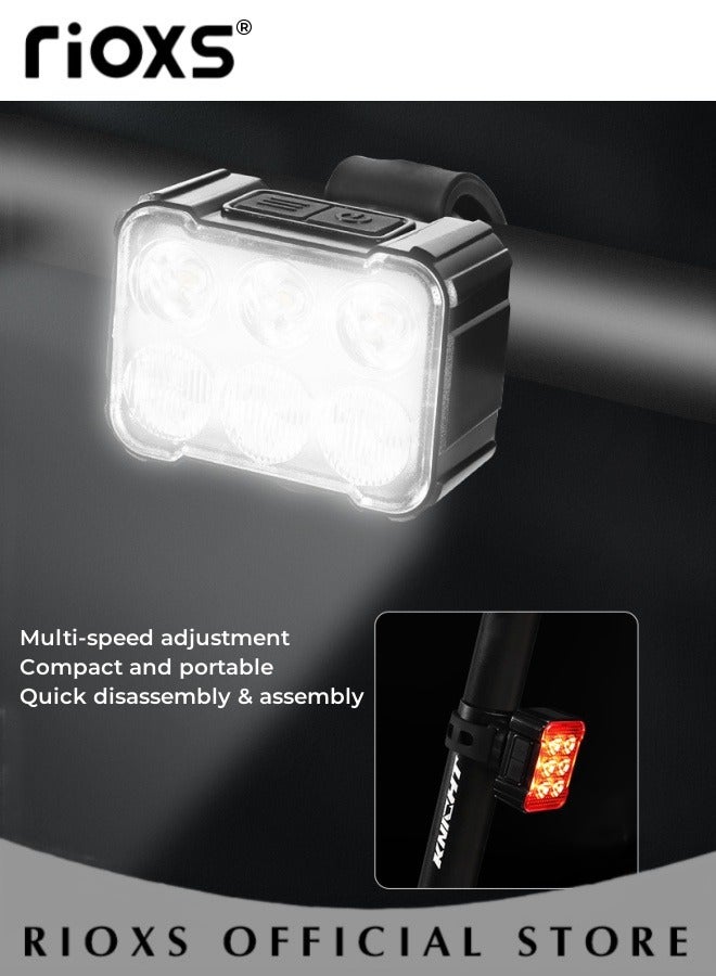 RIOXS Bicycle Tail Light Set,Ultra Rechargeable Bright Bike Light,USB Charging Bicycle Tail Light,Smart Sensor Riding Light For Night Road Cycling,Waterproof Headlight Taillight,Easy To Install - Image 2