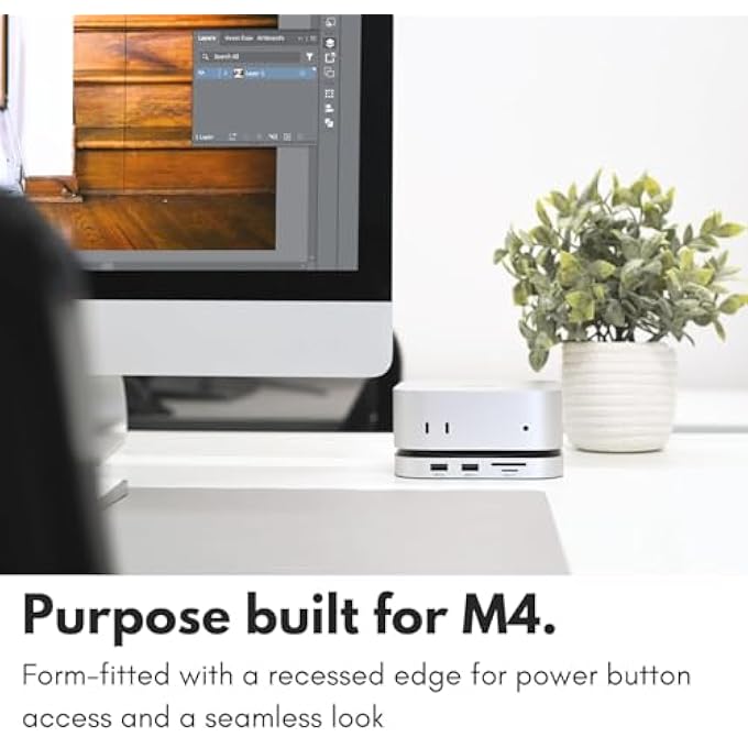 rayihni MAC MINI M4 DOCK AND STAND, MAC MINI M4 HUB WITH NVME/SATA SSD ENCLOSURE, 4K HDMI 60HZ, 3 USB A 10GBPS, USB C DATA PORT, SD CARD READER, 3.5MM AUDIO JACK - Image 3