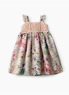 Girls Boho Crochet Yoke Sleeveless Dress
