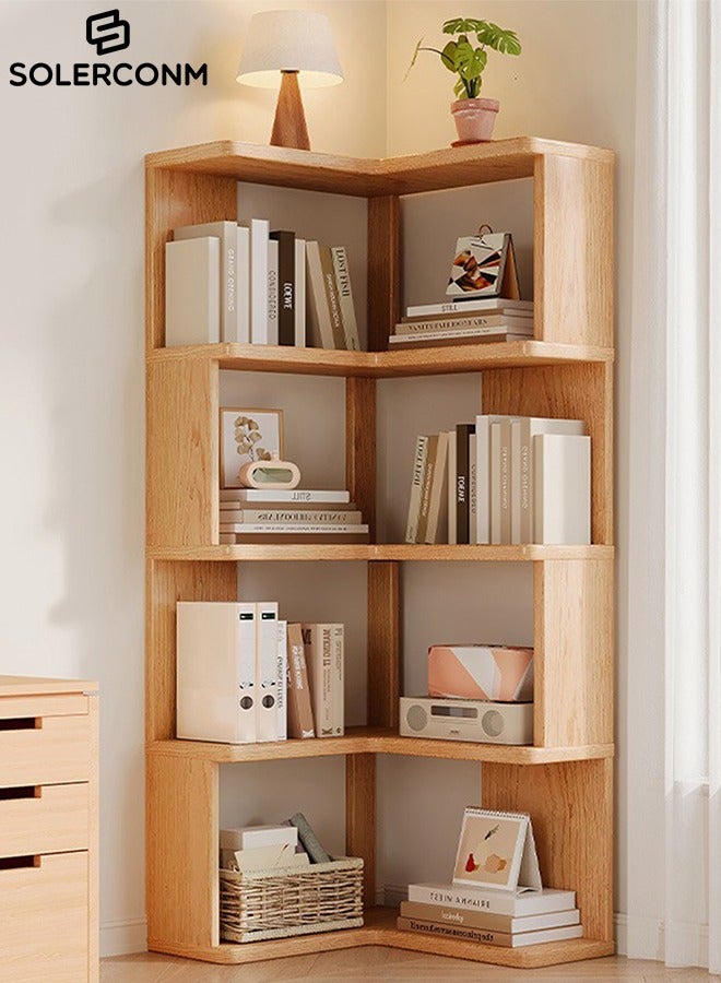 Solerconm 5-Tier Bookshelf, Space-Saving Corner Storage Rack, Wooden Multi-Purpose Bookcase, Large Capacity Living Room Organizer, Freestanding Display Shelf, 40x40x130cm, Modern Design - Image 1
