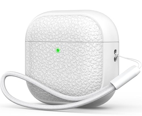 R-fun Rfun for Airpods 4 Case Soft TPU LeatherLike Design Drop Protection Cover for Men and Women with Lanyard and Cleaner Kit Compatible with Apple Latest Airpods 4th GenUSBC2024White - Image 1