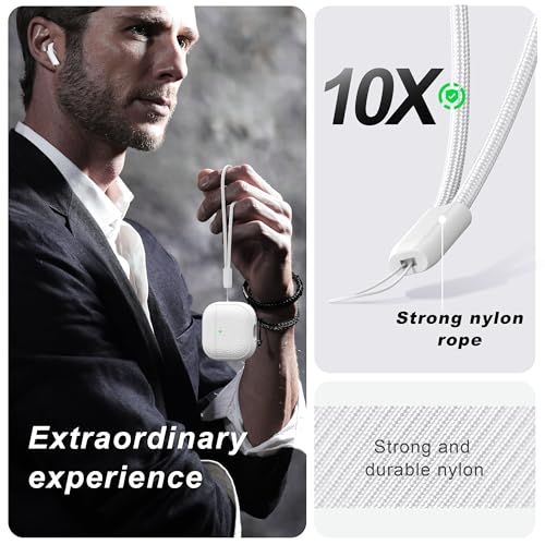 R-fun Rfun for Airpods 4 Case Soft TPU LeatherLike Design Drop Protection Cover for Men and Women with Lanyard and Cleaner Kit Compatible with Apple Latest Airpods 4th GenUSBC2024White - Image 3