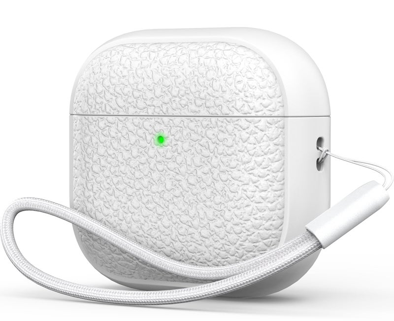 R-fun Rfun for Airpods 4 Case Soft TPU LeatherLike Design Drop Protection Cover for Men and Women with Lanyard and Cleaner Kit Compatible with Apple Latest Airpods 4th GenUSBC2024White - Image 2