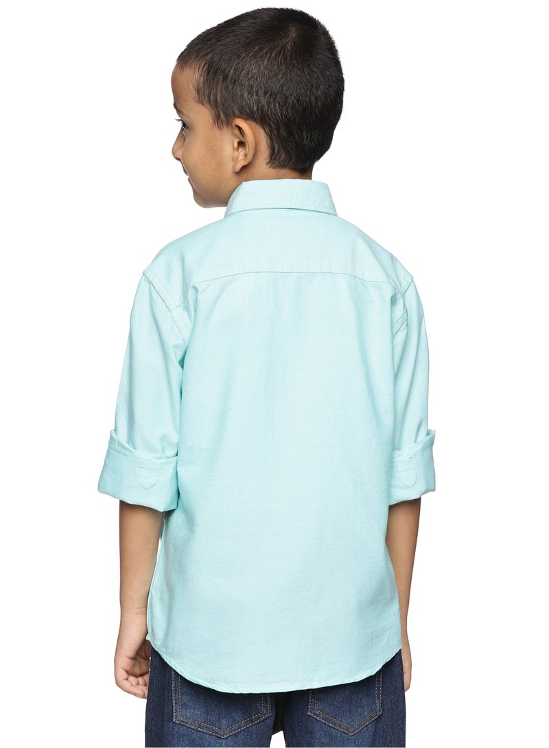 U.S. ELK Boys' Long Sleeve Oxford Dress Shirt | Kids Classic Formal Button Down Shirt | Collared Neck Cotton Shirt - Sea Green  - Image 3