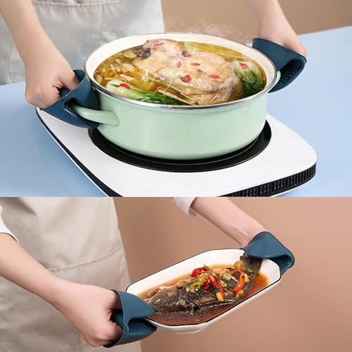 Alark Cooking Tongs, 4PCS Silicon Anti-Scalding Clip Hot Plate Meal Grippers Bowl Dish Pot Holder Bowl Carrier Clamp Picker Clip for Dish Clips Tongs Silicone Gloves - Avoid Scalding Kitchenware Set - Image 4