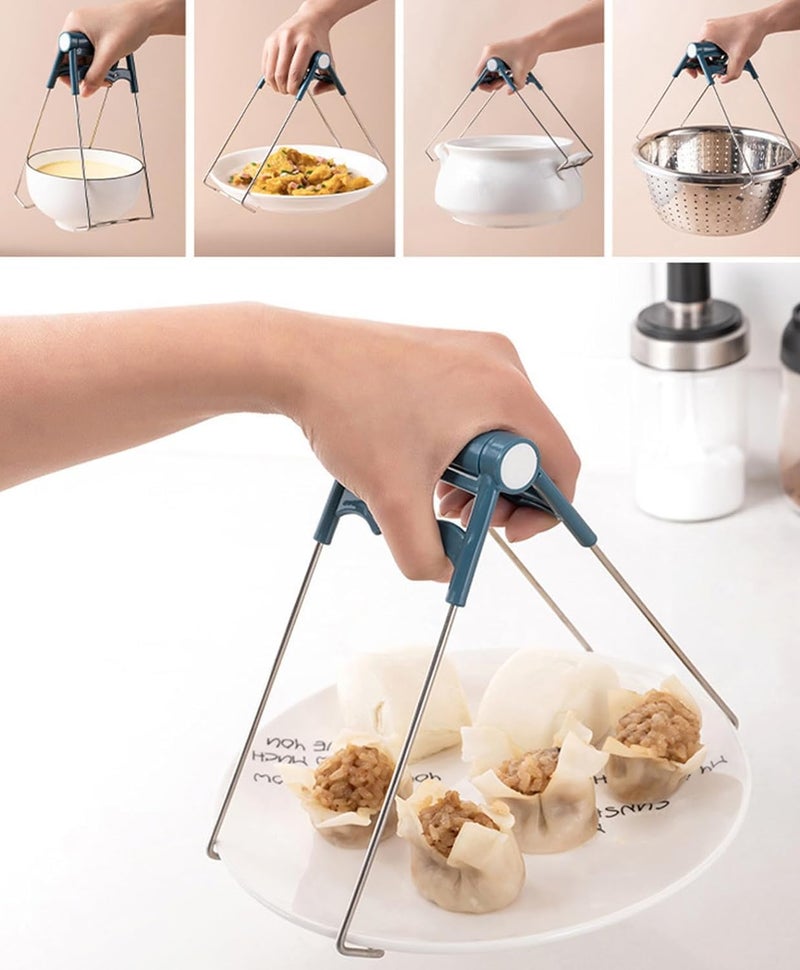 Alark Cooking Tongs, 4PCS Silicon Anti-Scalding Clip Hot Plate Meal Grippers Bowl Dish Pot Holder Bowl Carrier Clamp Picker Clip for Dish Clips Tongs Silicone Gloves - Avoid Scalding Kitchenware Set - Image 2
