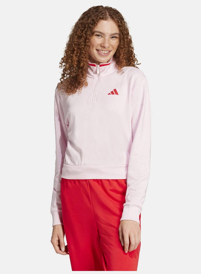 Adidas Essentials Color Pop French Terry Crop Quarter-Zip Track Jacket  - Image 1