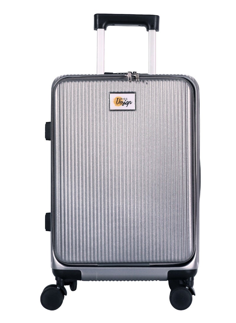 بيج ديزاين حقيبة سفر بحجم 20 إنش، مصنوعة من مادة ABS، مزودة بحامل أكواب ومنفذ USB، حقيبة صلبة تحتوي على قسم مخصص للابتوب ونظام قفل TSA، مزودة بعجلات دوارة 360 درجة، وتتحمل وزنًا يصل إلى 15 كغم. - Image 3