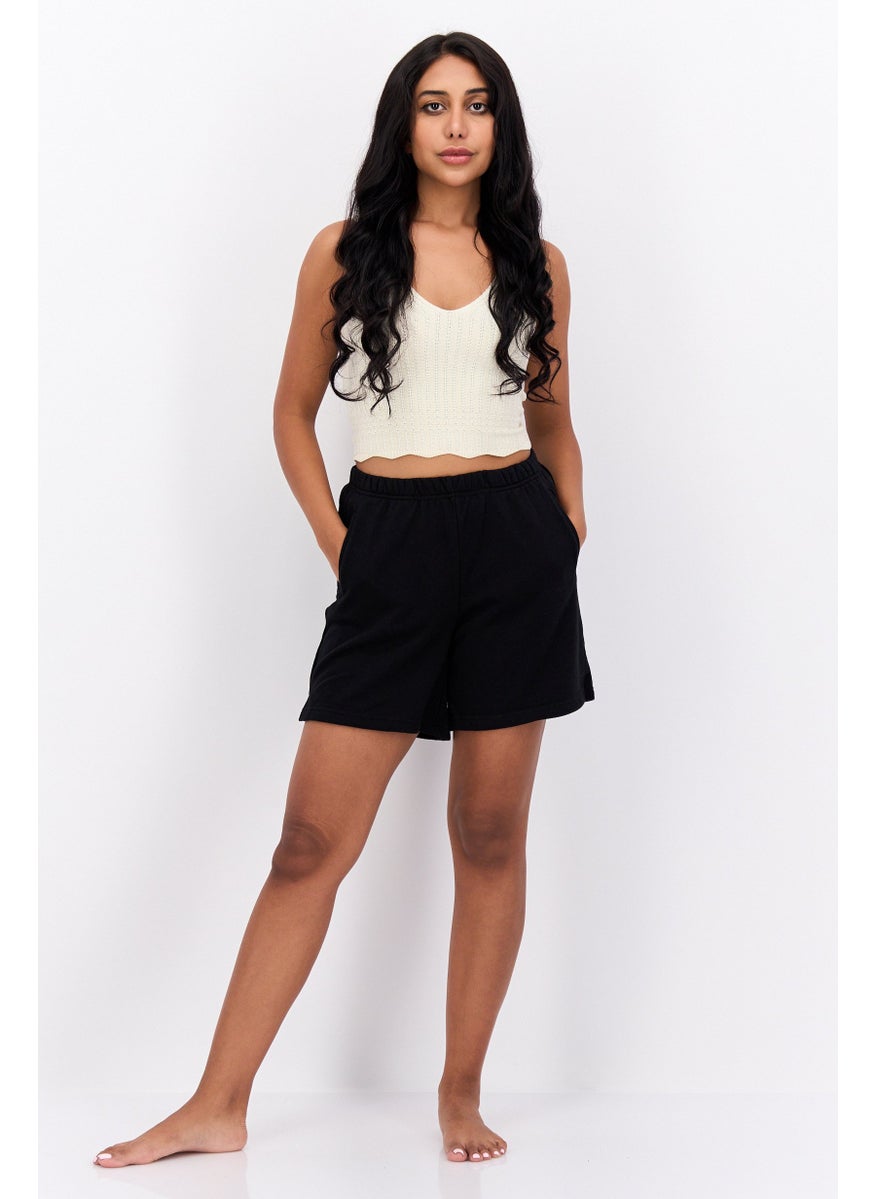 UNDIZ - Women  Solid Pyjamas Shorts, Black - Image 1