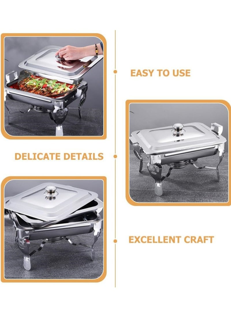 Hihonor Stainless Steel Chafing Dish Multifunctional Buffet Warmer Set with Dual Compartments, Solid Fuel Heater, Portable Kitchen Equipment, Food Warming Catering Tray  - Image 4