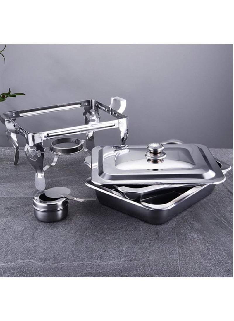Hihonor Stainless Steel Chafing Dish Multifunctional Buffet Warmer Set with Dual Compartments, Solid Fuel Heater, Portable Kitchen Equipment, Food Warming Catering Tray  - Image 5