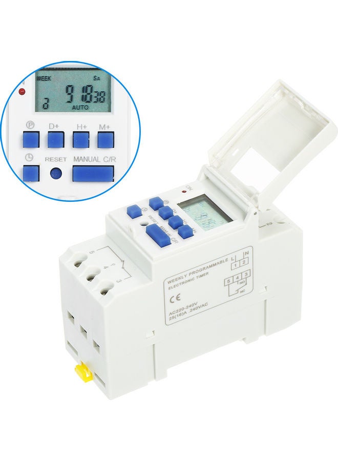 THC15A Programmable Time Switch Relay Control Digital Timer White/Blue - Image 2