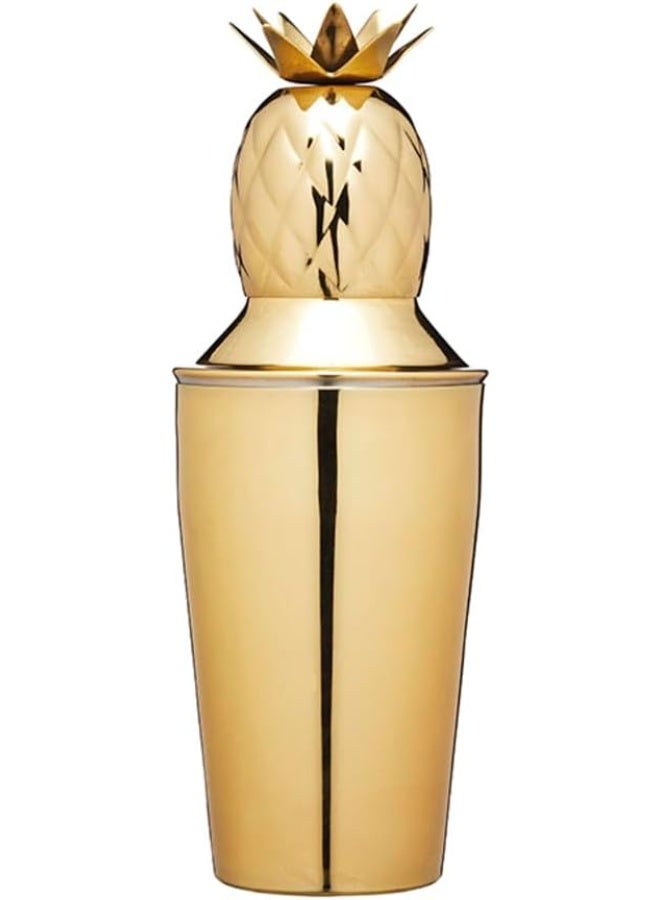 Barcraft Bccspapl Pineapple Cocktail Shaker With Recipe, Stainless Steel, 325 ml, Brass-Effect - Image 1