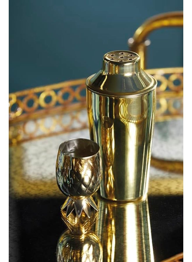 Barcraft Bccspapl Pineapple Cocktail Shaker With Recipe, Stainless Steel, 325 ml, Brass-Effect - Image 4