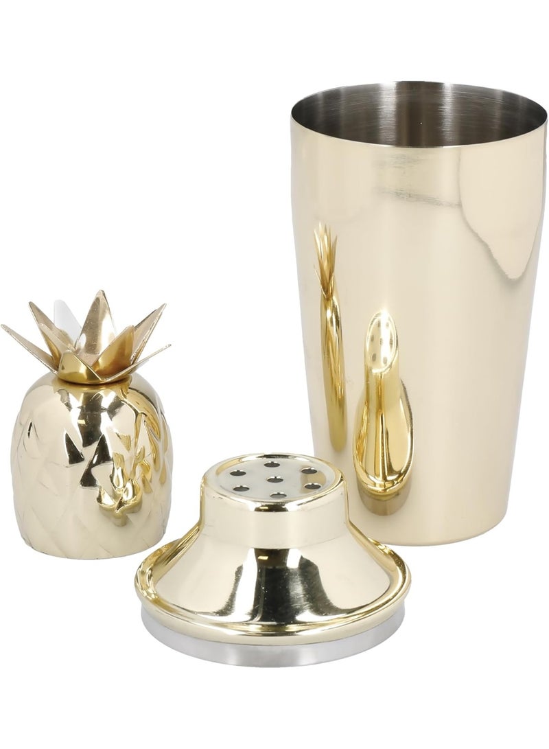 Barcraft Bccspapl Pineapple Cocktail Shaker With Recipe, Stainless Steel, 325 ml, Brass-Effect - Image 2
