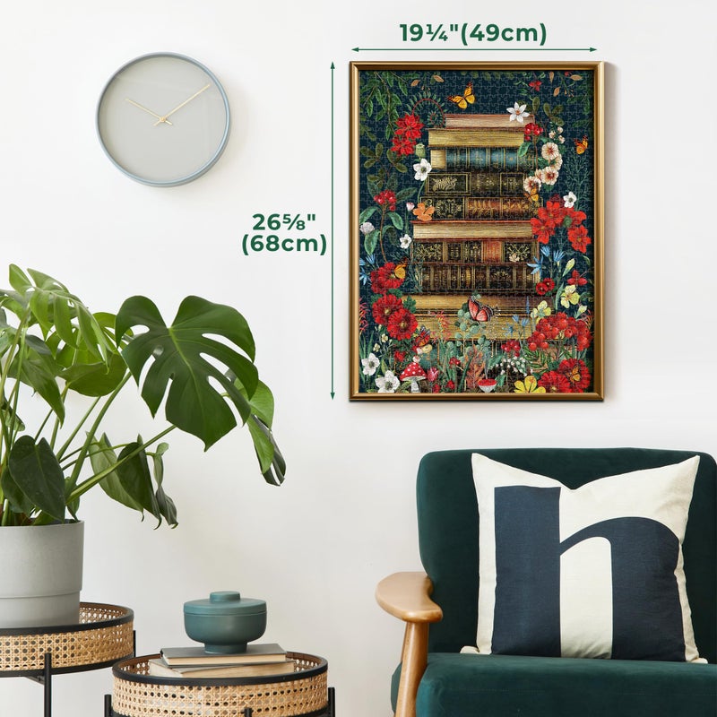 BenBen Puzzles for Adults 1000 Pieces, Vintage Books and Wildflower Jigsaw Puzzle with Letters on Back, Challenging Puzzles for Family Game Night Home DÃ©cor - Image 5