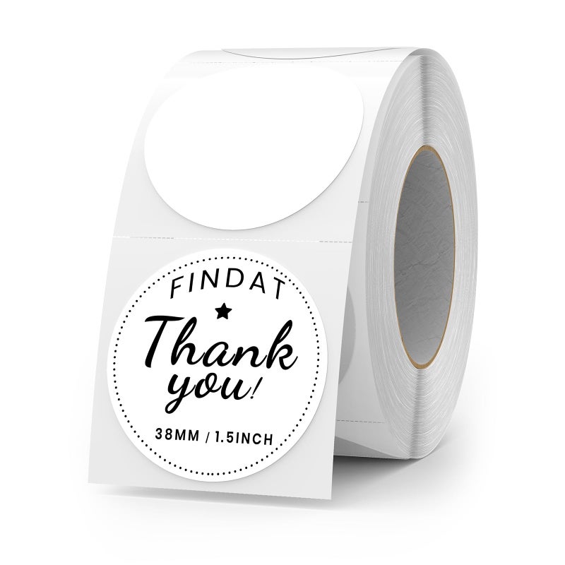 FINDAT White Round Thermal Labels 15 Inch Vinyl Circle Waterproof Direct Printer Sticker SelfAdhesive Perforated Name Tag for Logo DIY QR Design Office Address 500 PCS - Image 2