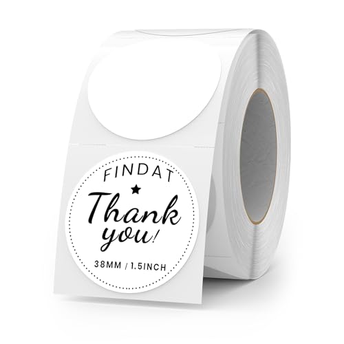 FINDAT White Round Thermal Labels 15 Inch Vinyl Circle Waterproof Direct Printer Sticker SelfAdhesive Perforated Name Tag for Logo DIY QR Design Office Address 500 PCS - Image 1