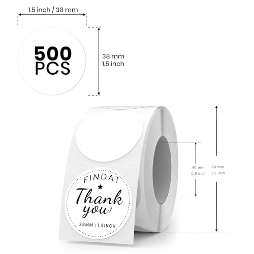 FINDAT White Round Thermal Labels 15 Inch Vinyl Circle Waterproof Direct Printer Sticker SelfAdhesive Perforated Name Tag for Logo DIY QR Design Office Address 500 PCS - Image 3