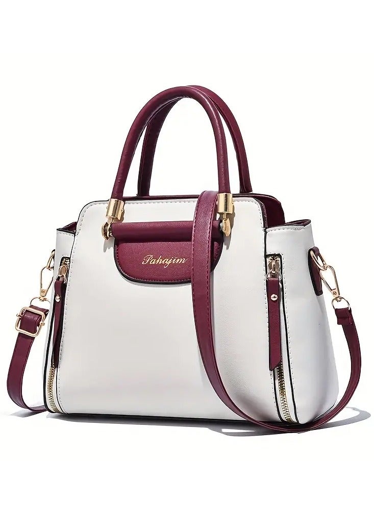 Pahajim Elegant Handbag For Women, Color Contrast Crossbody Bag, Fashion Satchel Purse With Multi Pockets - Image 1