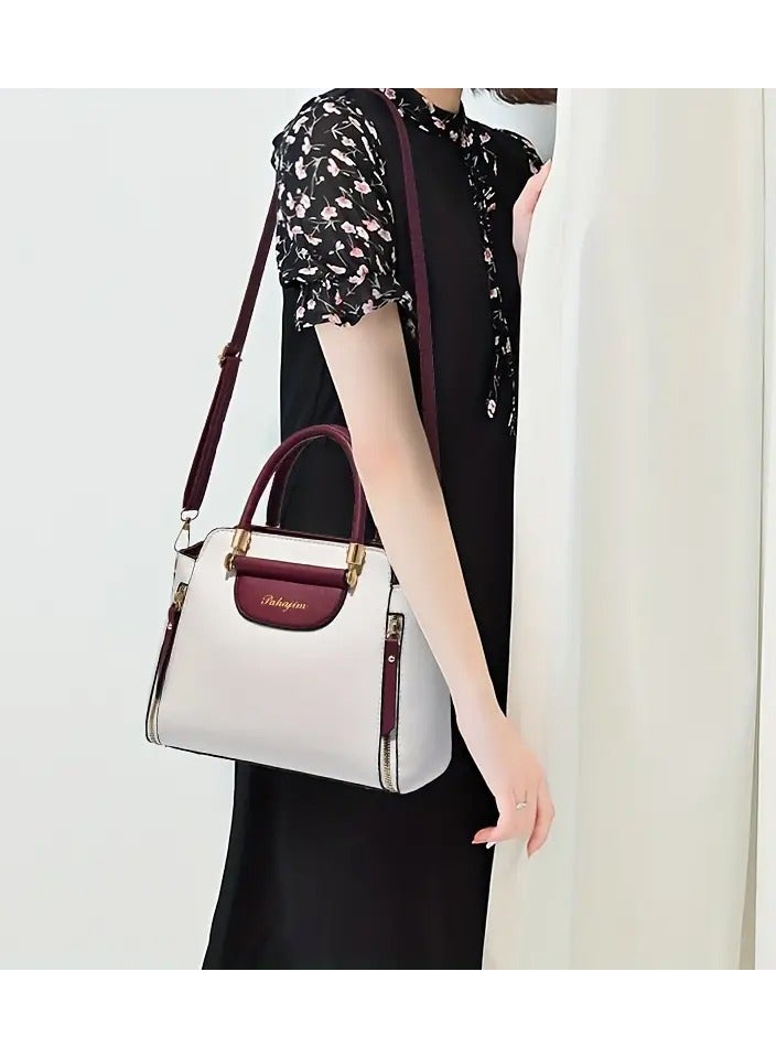 Pahajim Elegant Handbag For Women, Color Contrast Crossbody Bag, Fashion Satchel Purse With Multi Pockets - Image 2