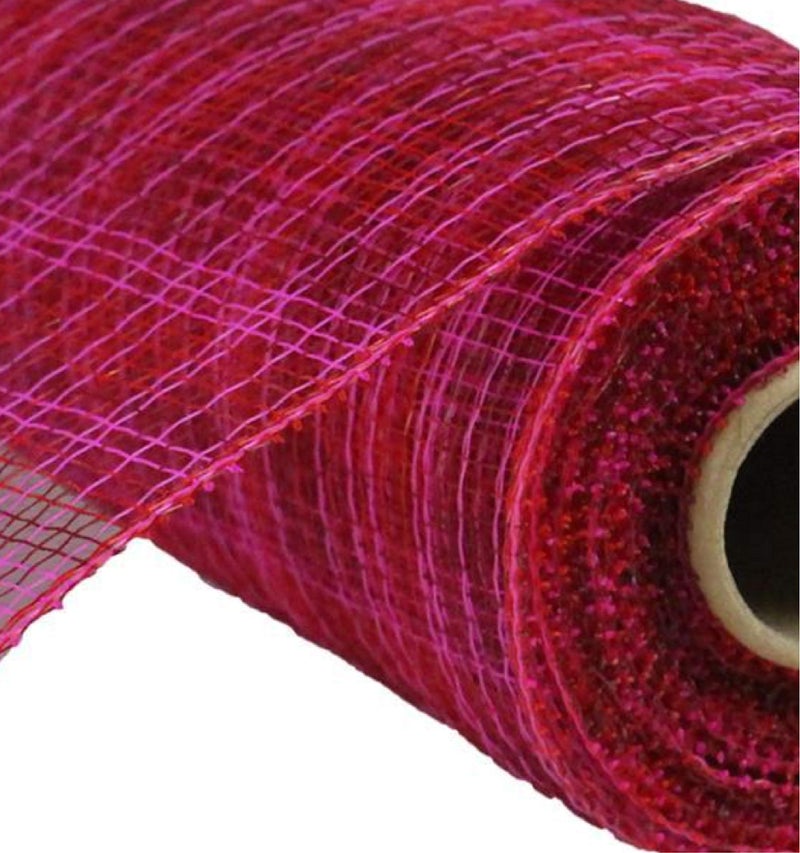 Craig Bachman Multi Stripe Deco Poly Mesh Ribbon - 10 inch x 30 feet (Hot Pink, Red, Burgundy) - Image 2