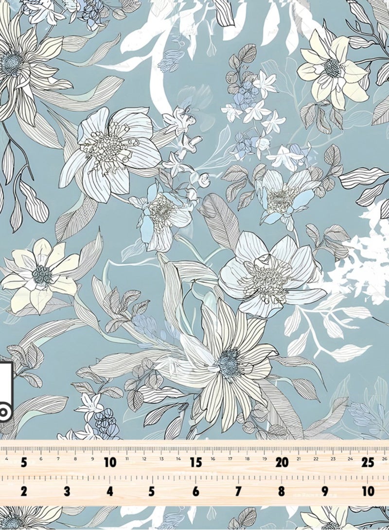Vellato Al Lail Aramny Silk Fabric By The Yard Blue Beige Floral Design Jalabiya Makhweer Dressmaking 58 Inches Width - Image 4