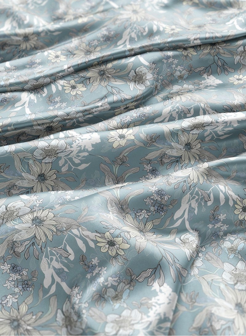 Vellato Al Lail Aramny Silk Fabric By The Yard Blue Beige Floral Design Jalabiya Makhweer Dressmaking 58 Inches Width - Image 3