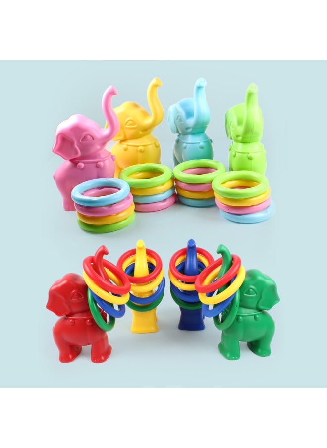 Generic - Elephant Ring Children's Sensory Training Equipment Home Sports Children's Hand-eye Coordination Stall Toy Game Throwing-Color:Sky Blue Elephant Ring 4 Rings - Image 1