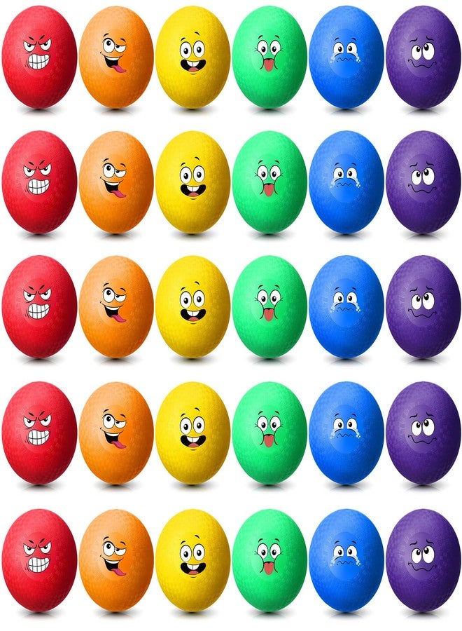 Jerify 30 Pcs 6.3 Inch Dodgeballs Playground Balls Bulk Colorful Emotion Handball Kickball Bouncy Balls for Indoor Outdoor Games Gym Camps Picnic Beach School - Image 1
