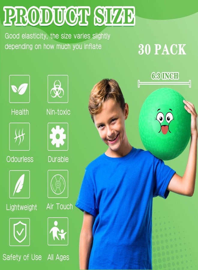 Jerify 30 Pcs 6.3 Inch Dodgeballs Playground Balls Bulk Colorful Emotion Handball Kickball Bouncy Balls for Indoor Outdoor Games Gym Camps Picnic Beach School - Image 2