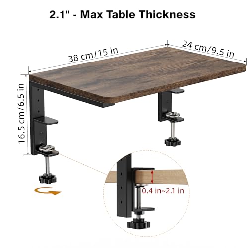 ART-GIFTREE ARTGIFTREE Desk Extender 15inch ClampOn Desk Shelf HeightAdjustable Desktop Shelf Organizer for Monitors Office and Gaming Accessories Arm Support Table Extension 44lbs Heavy Duty Dark Brown - Image 3