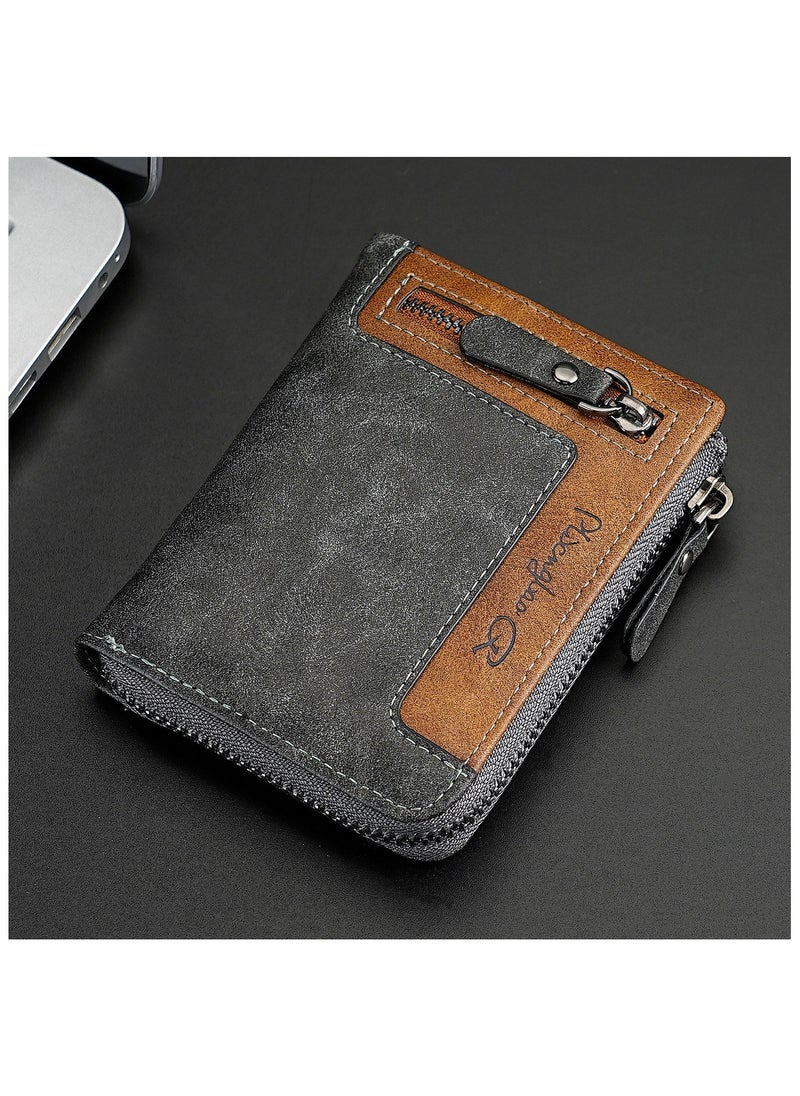 Generic Mens Wallet Leather Short Zipper Wallet Multi Functional Fashionable Card Holder 