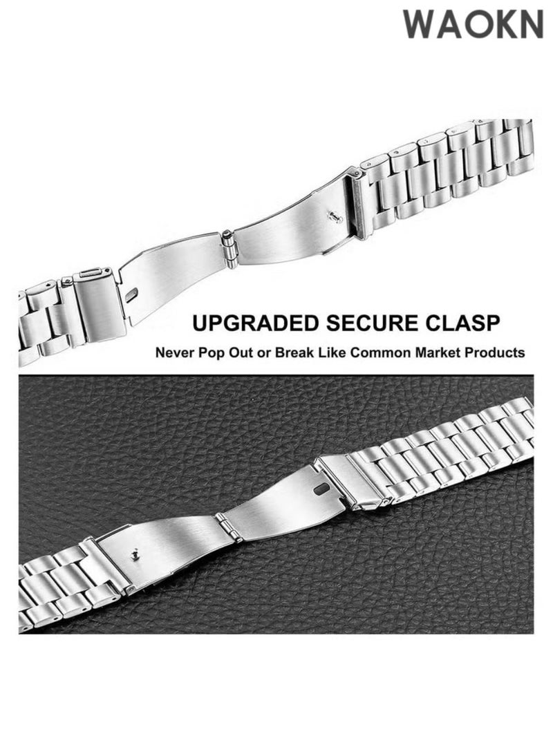 WAOKN 2 PCS Metal Watch Band Compatible with Huawei Watch 4 Pro/GT Runner/GT4 46mm/GT3 46mm/GT2 46mm Wrist Strap Compatible with Huawei Watch 3/Watch 3 Pro Bands for Huawei Watch GT2 Pro/GT3 Pro Bracelet/honor MagicWatch2 46mm,Quick Release For Bracelet Smart Replacement Wristband Business.Fashion Bracelet Stainless Steel Bracelet Band Watch 22mm Watch Strap Easy to Adjust The Length of The Assembly Wrist - Image 5