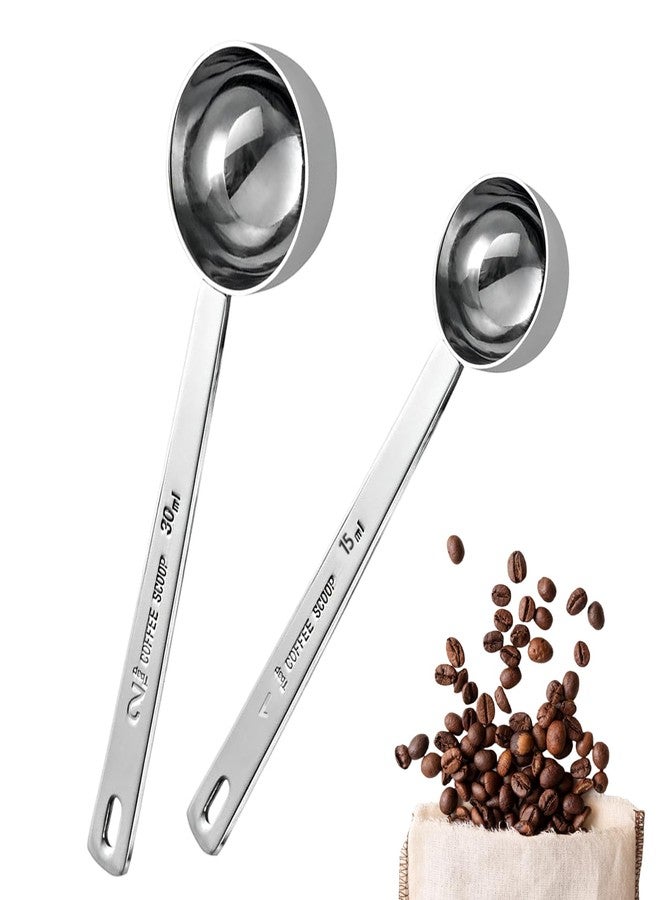 Kanfouaela Coffee Scoop Set - 1 Tbsp (15ml) & 2 Tbsp (30ml) Stainless Steel Coffee Scoop - Perfect Measuring Spoon for Ground Coffee, Espresso - Durable Serving Utensil - Image 1