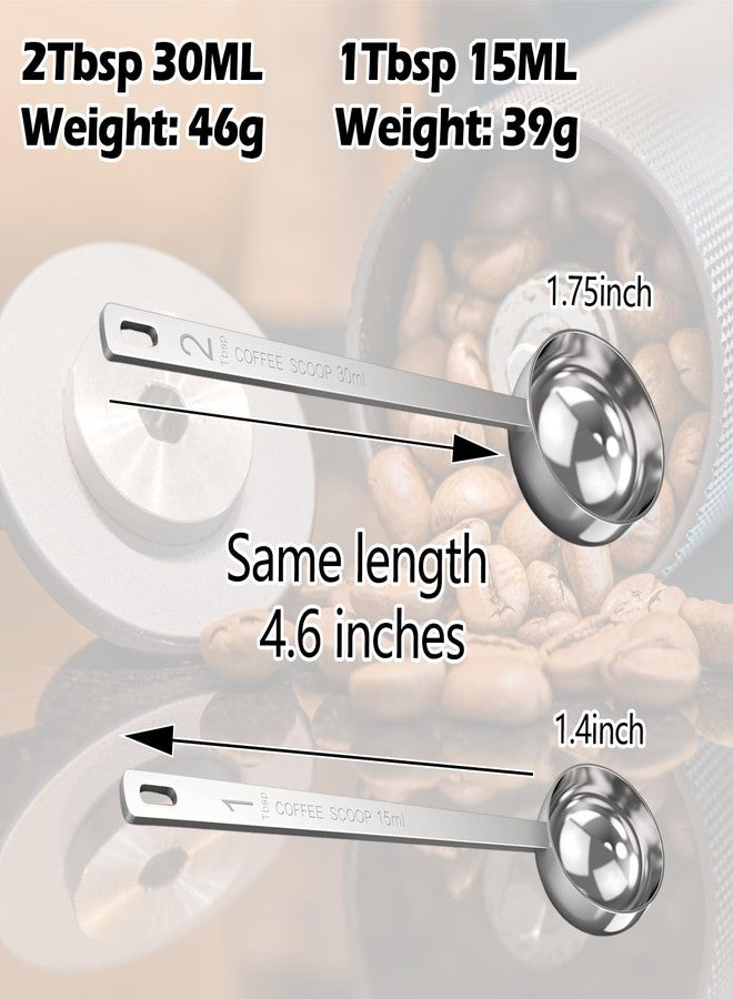 Kanfouaela Coffee Scoop Set - 1 Tbsp (15ml) & 2 Tbsp (30ml) Stainless Steel Coffee Scoop - Perfect Measuring Spoon for Ground Coffee, Espresso - Durable Serving Utensil - Image 4