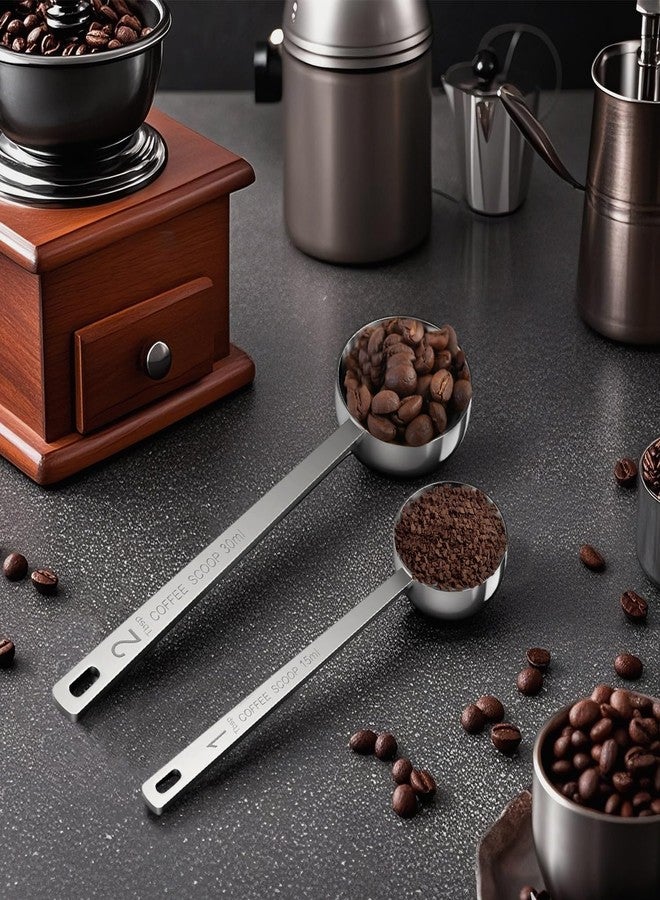 Kanfouaela Coffee Scoop Set - 1 Tbsp (15ml) & 2 Tbsp (30ml) Stainless Steel Coffee Scoop - Perfect Measuring Spoon for Ground Coffee, Espresso - Durable Serving Utensil - Image 2