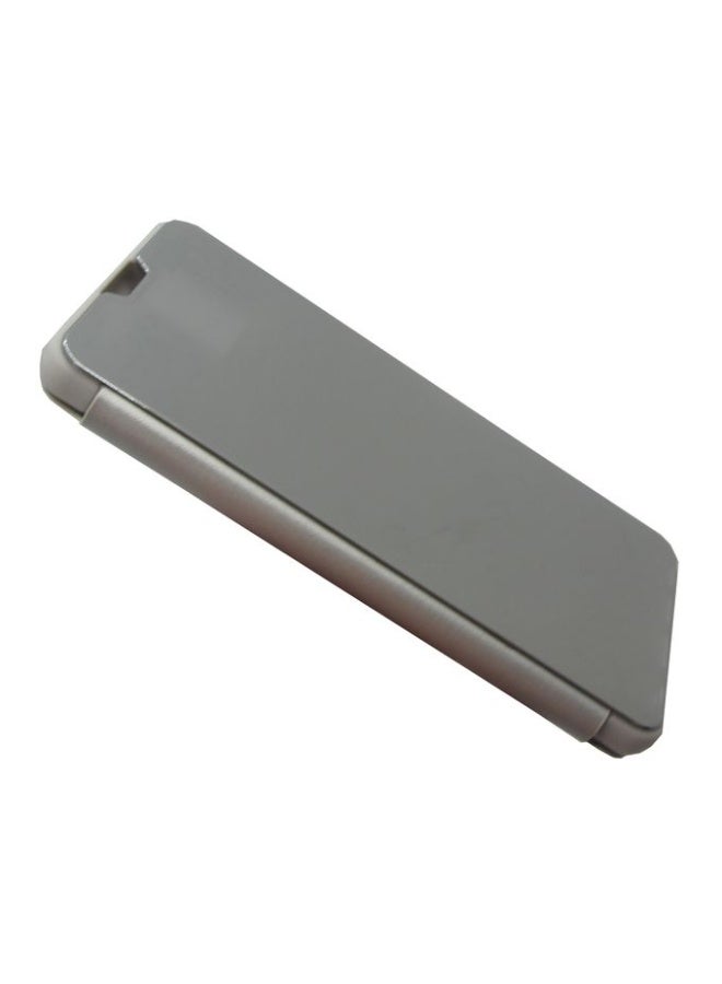 For Samsung Galaxy M33 Clear View Flip Case , Without Sensor , Stand Watching Position , Mirror Full Protection Cover Compatible With Samsung Galaxy M33 (6.6") (Silver)