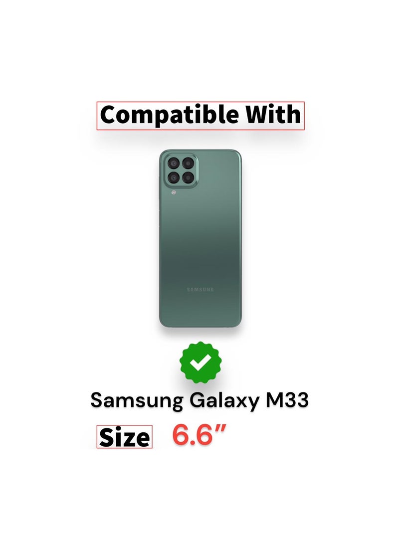 For Samsung Galaxy M33 Clear View Flip Case , Without Sensor , Stand Watching Position , Mirror Full Protection Cover Compatible With Samsung Galaxy M33 (6.6") (Silver)
